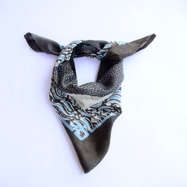 Bandana Block Print Square Scarf - Chaand