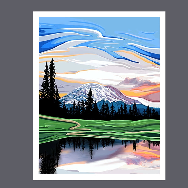 Mount Rainier Reflection Art Print 11x14