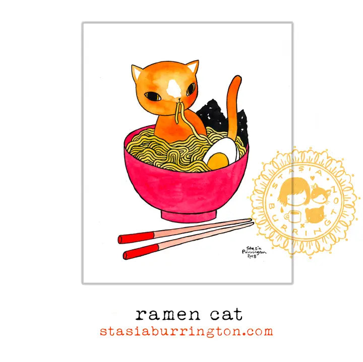 Ramen Cat, 8x10 Print