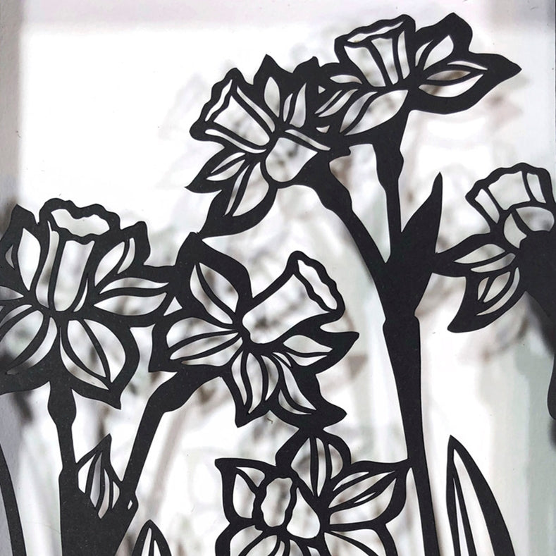 Framed Hand Cut Paper Art - Daffodils 8 x 10