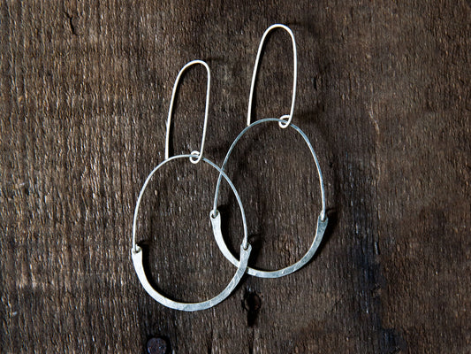 Large Egg Earrings, Sterling