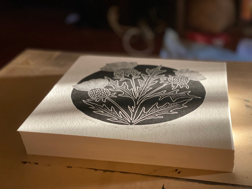 Scottish Thistle Block Print
