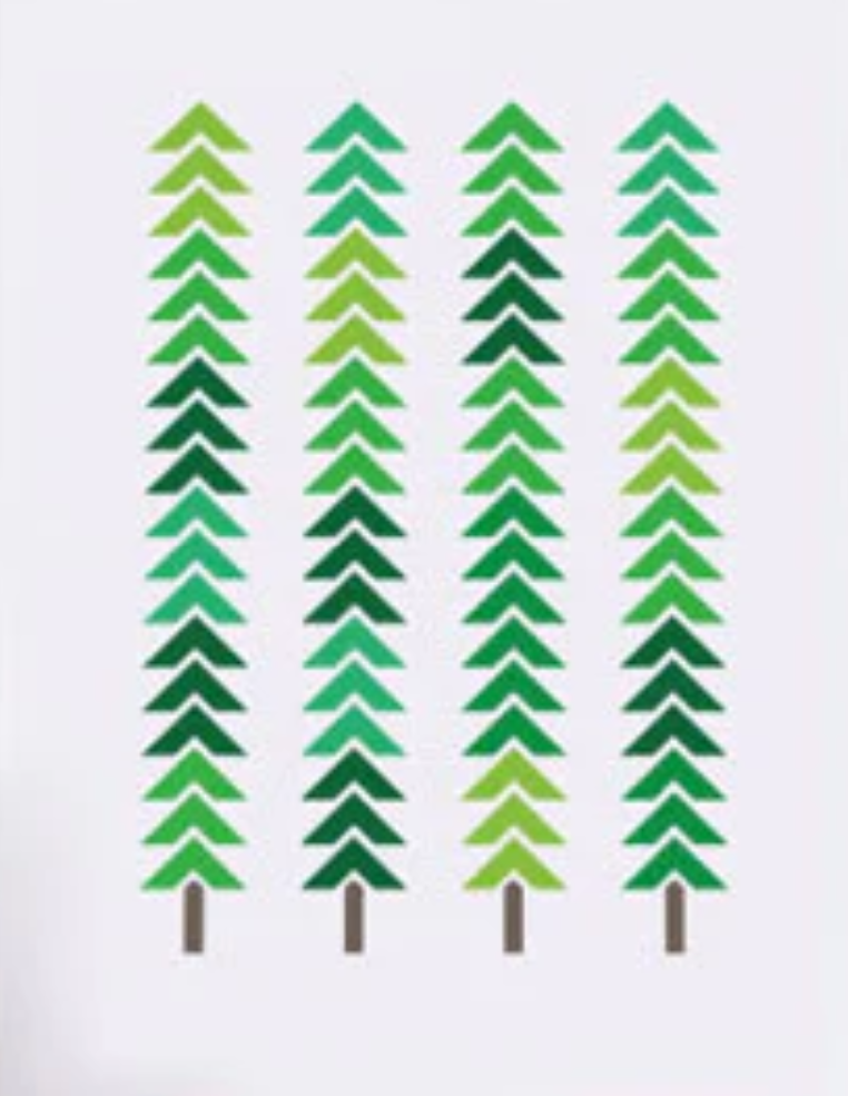 Geometric Trees, Framed, Black 11x14