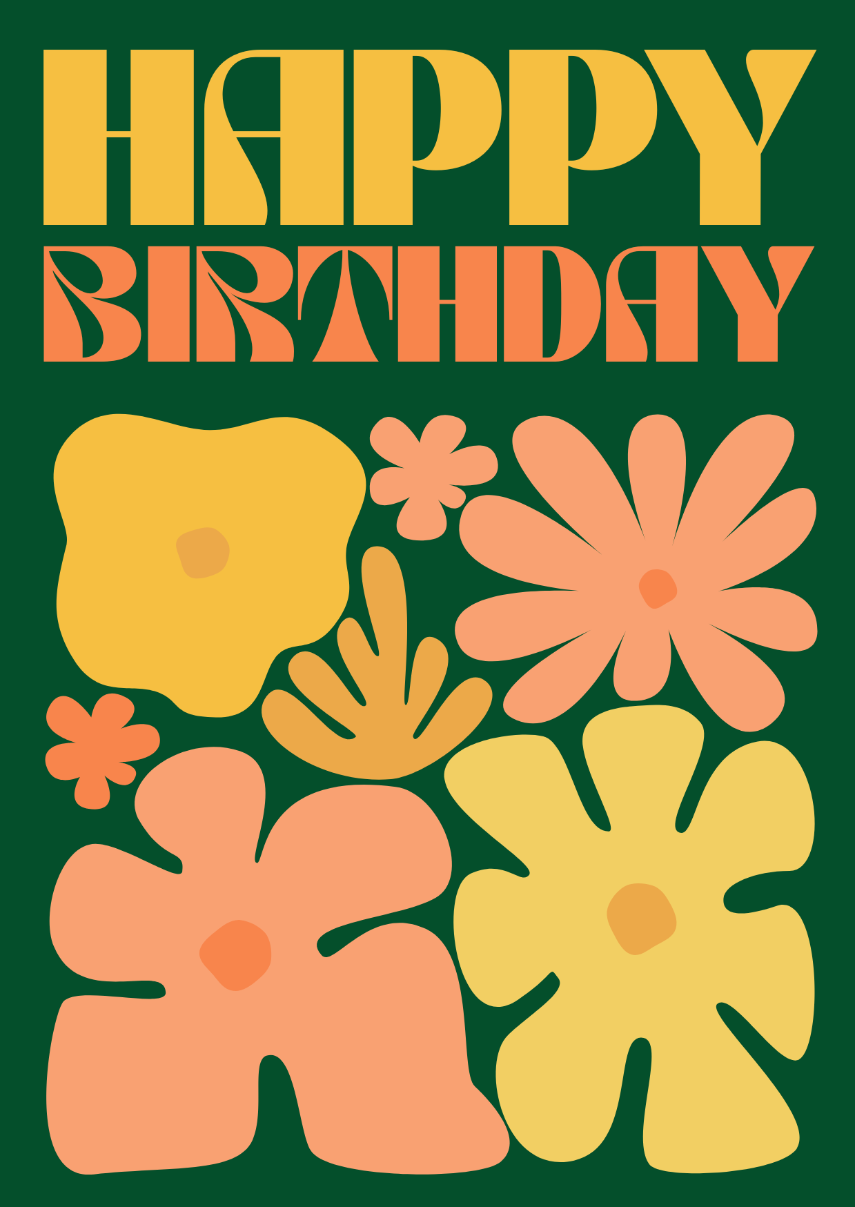 Mod Flowers Birthday Card, Green