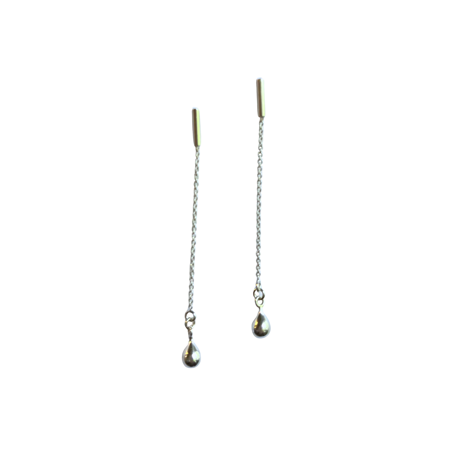 Drop Chain Earrings, Silver