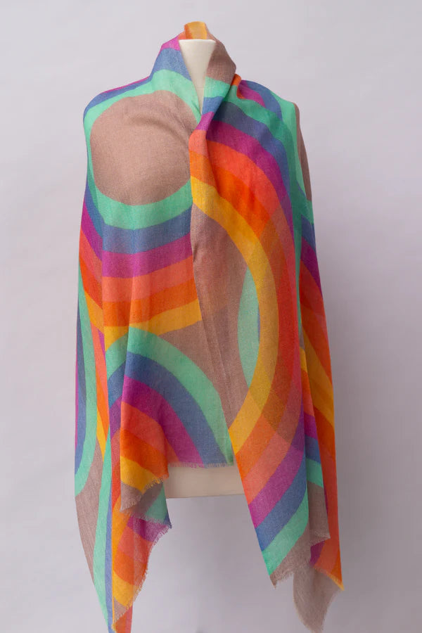 Rainbow Wool Scarf - Earth