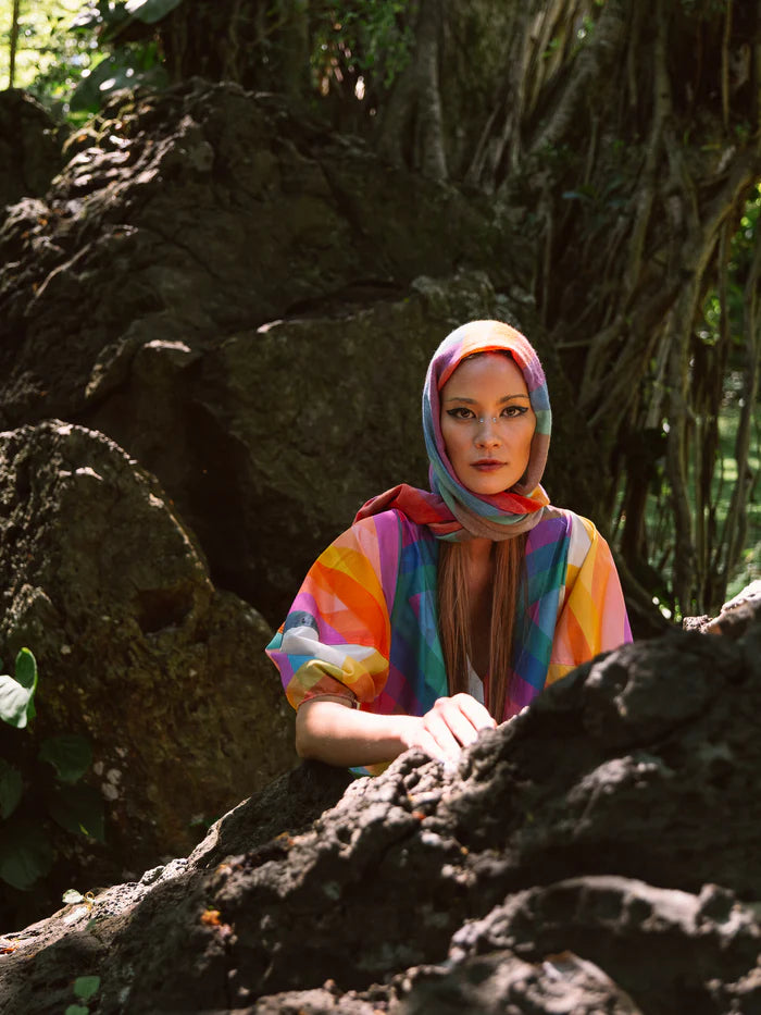 Rainbow Wool Scarf - Earth