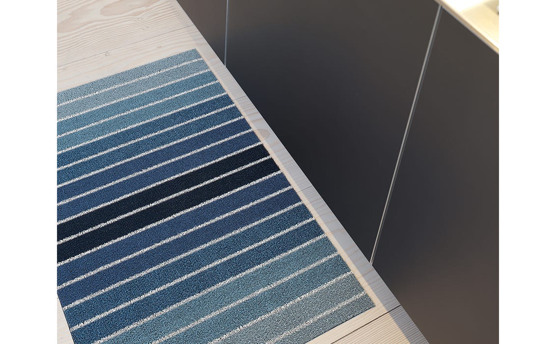 Block Stripe Denim Shag Big Mat 36x60