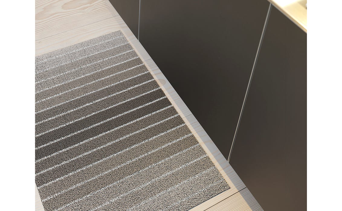 Block Stripe Taupe Shag Utility 24x36