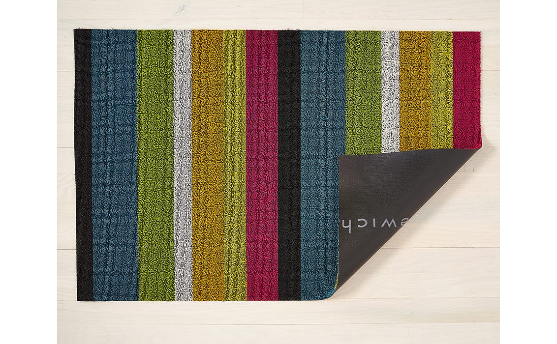 Bold Stripe Multi Shag Doormat 18x28