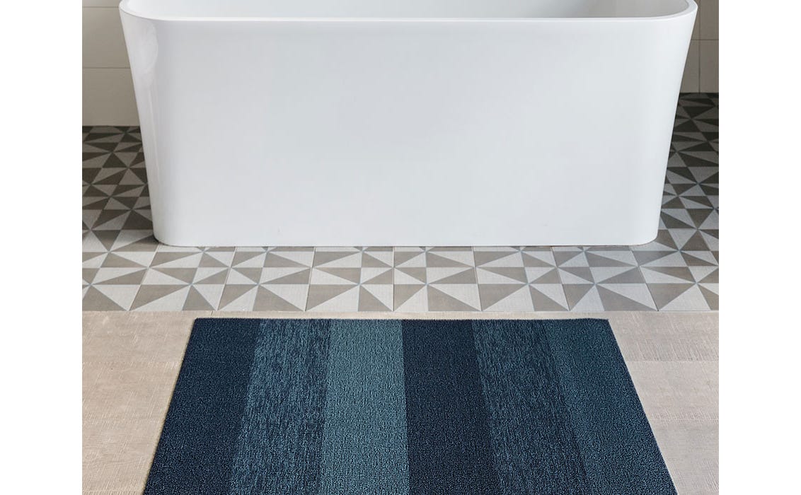 Marbled Stripe Bay Blue Shag Runner 24x72