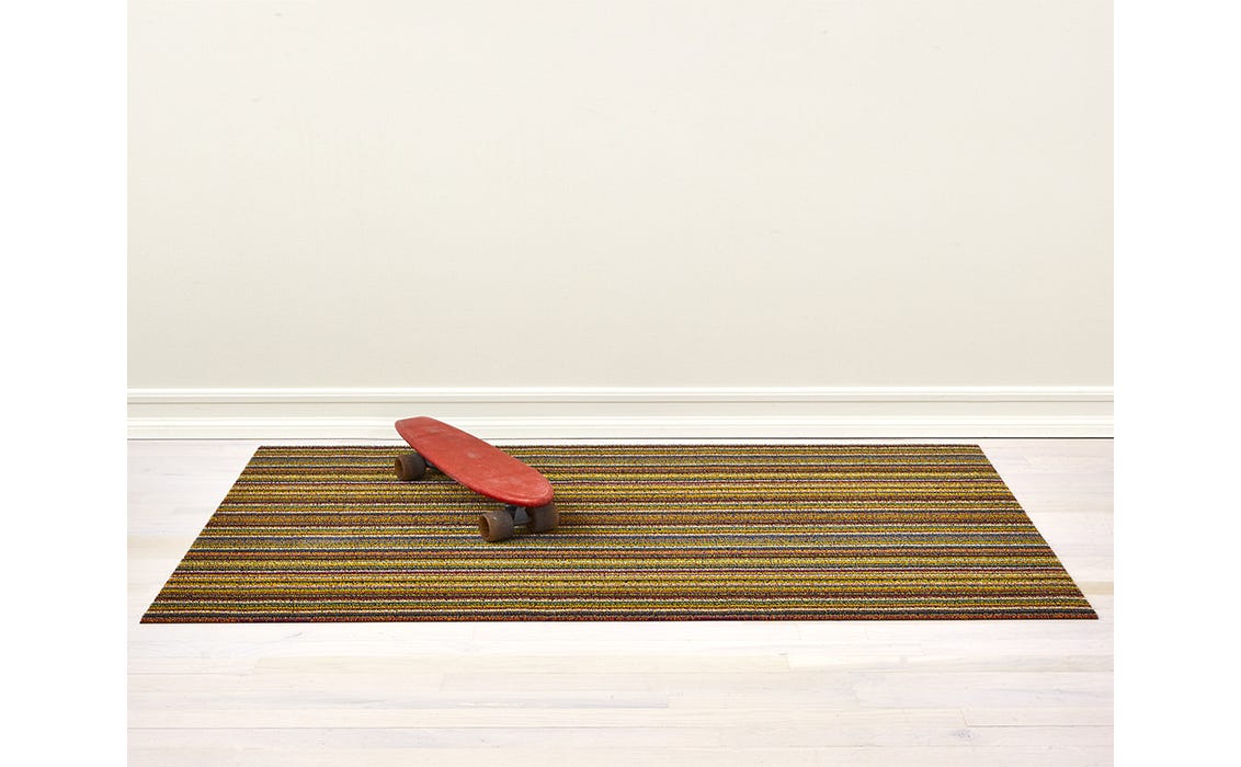 Skinny Stripe Bright Multi Shag Doormat 18x28