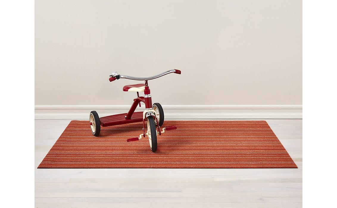 Skinny Stripe Orange Shag Big Mat 36 x60