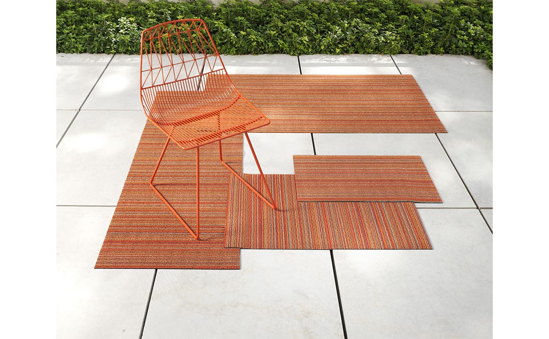 Skinny Stripe Orange Shag Big Mat 36 x60
