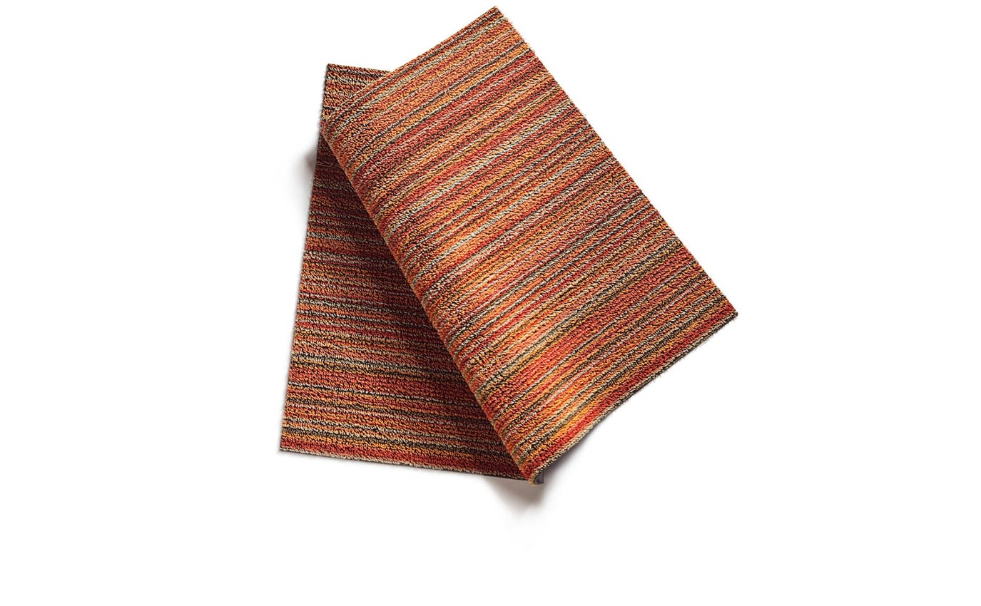 Skinny Stripe Orange Shag Big Mat 36 x60