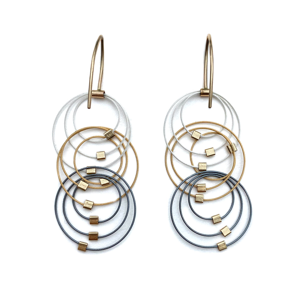 Grad Circle Triplet Hooks, Ombre + Gold