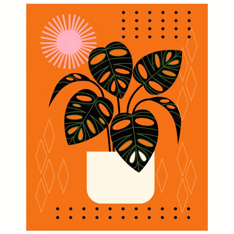 Monstera Orange Print, 11x14