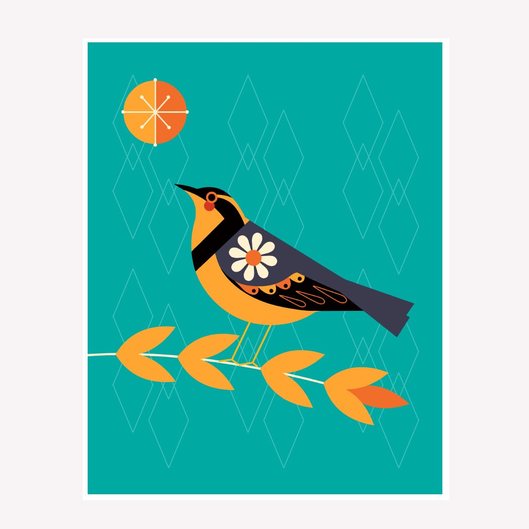 Varied Thrush Bird Print 8x10