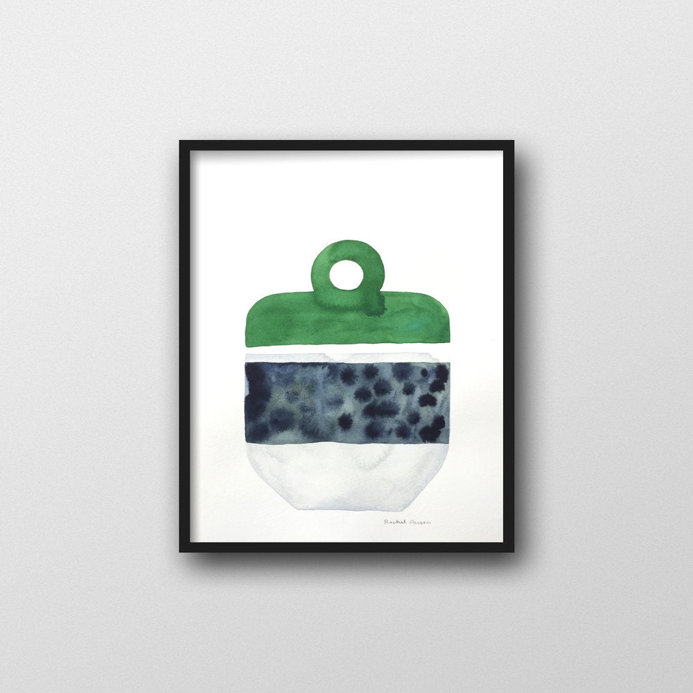 Green Vessel, Framed 11 x 14 Inch Orginal Watercolor Painting