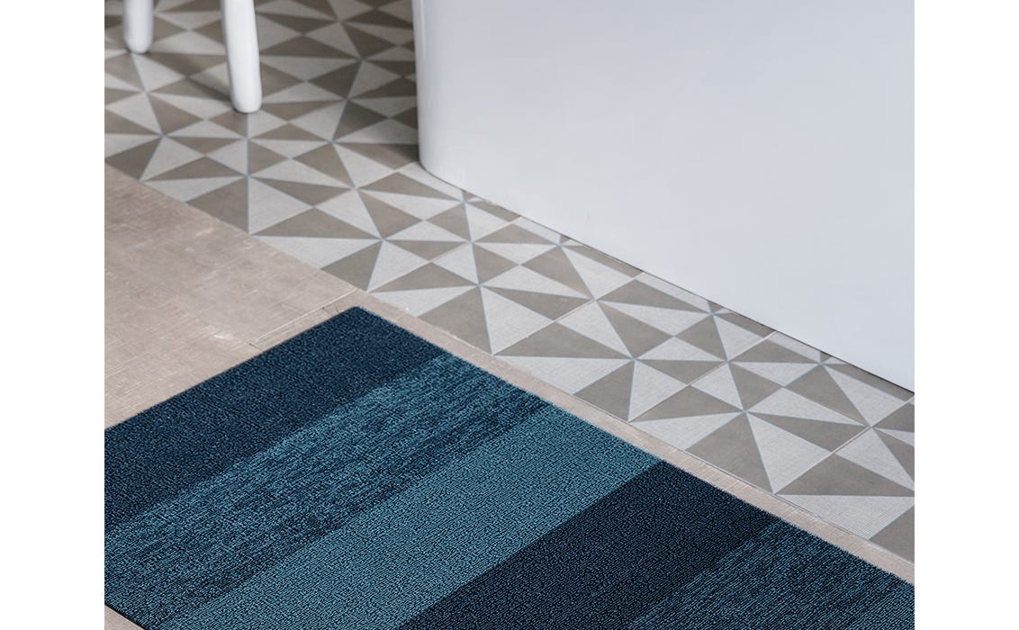 Marbled Stripe Bay Blue Shag Runner 24x72