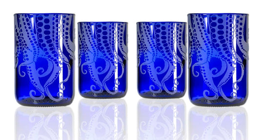 Blue Upcycled octopus tumblers from CITRINE design shop Issaquah Gilman Village gift store