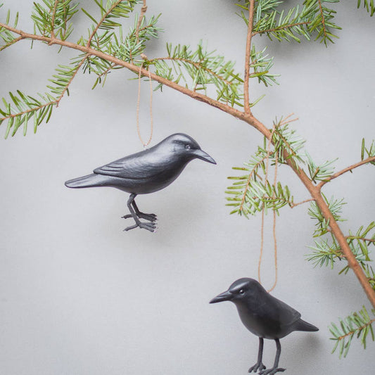 Hand Carved Crow Ornament