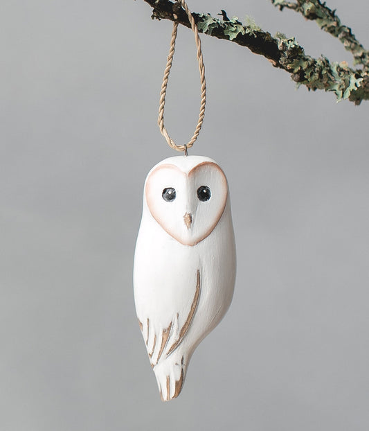 Hand Carved Barn Owl Ornament