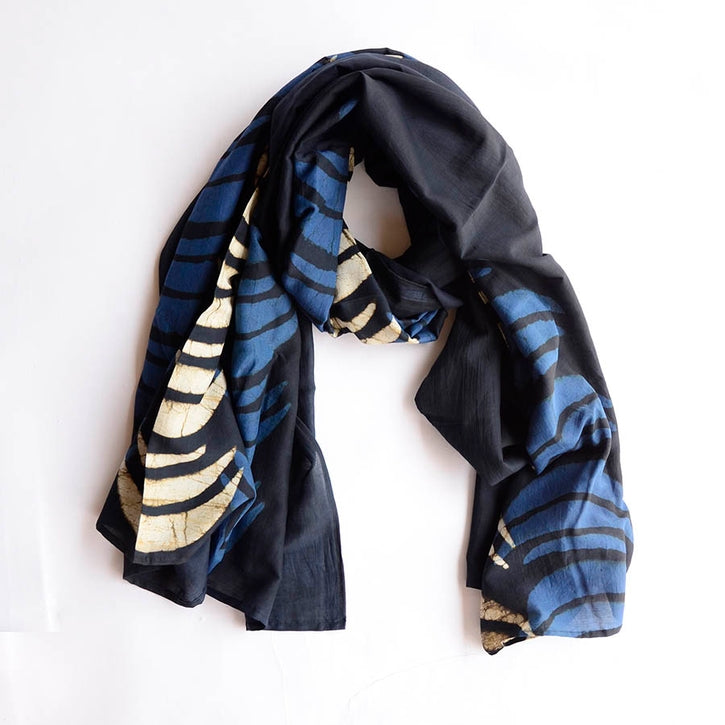 Blue Moon Block Print Scarf - Crescent
