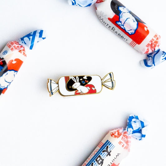 White Rabbit Candy Enamel Pin