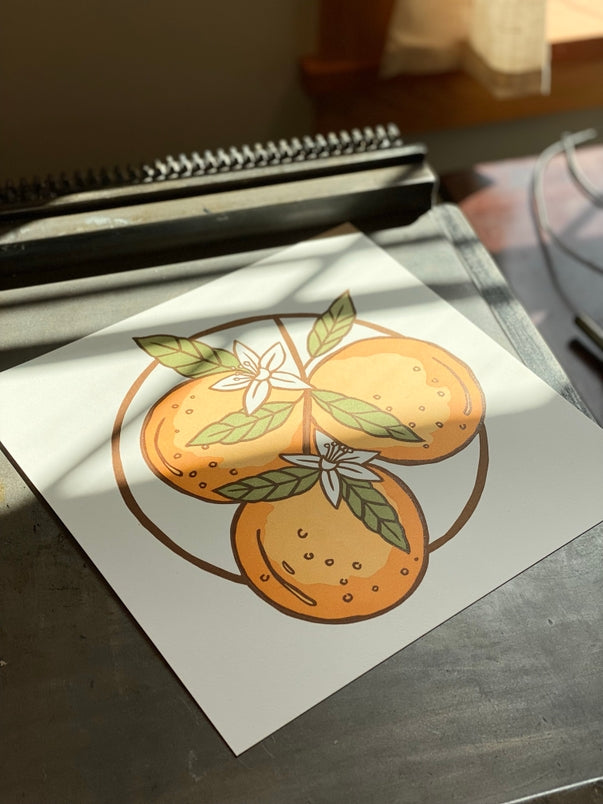 Tangerine Blossoms Block Print
