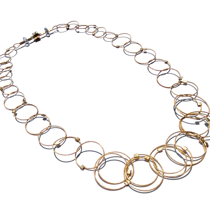 18" Mini Interlocking Circles Necklace - Gold/Bronze