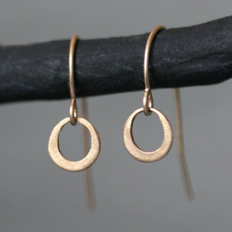 Tiny Ring Earrings in 14K Gold