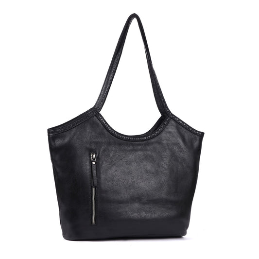 Fina Stain-Washed Leather Tote Bag