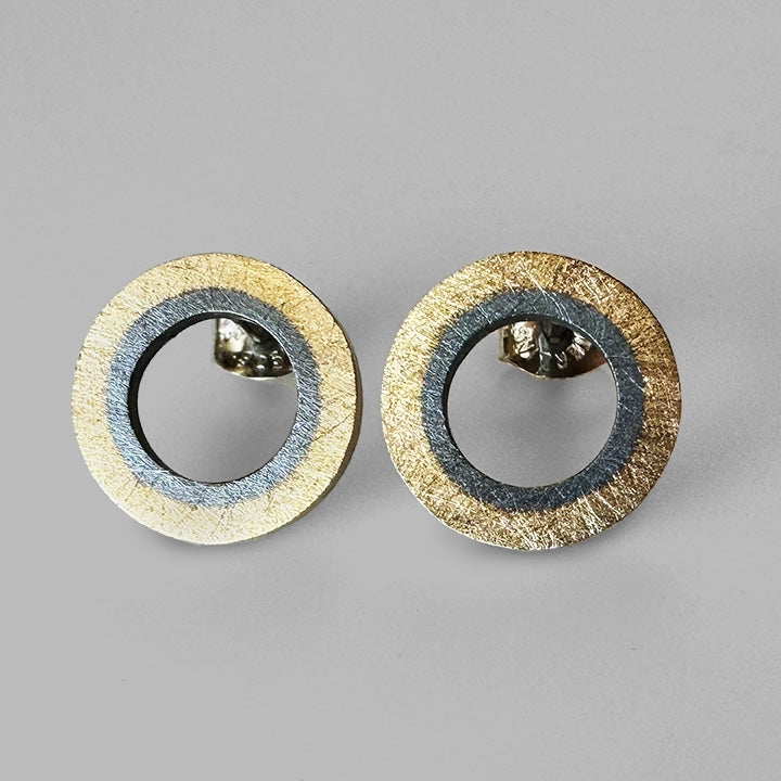 Harvest Moon Studs - 14k Gold & Ox Silver