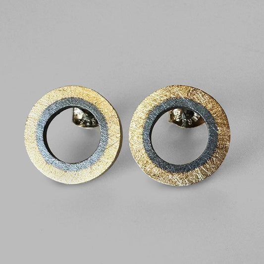 Harvest Moon Studs - 14k Gold & Ox Silver