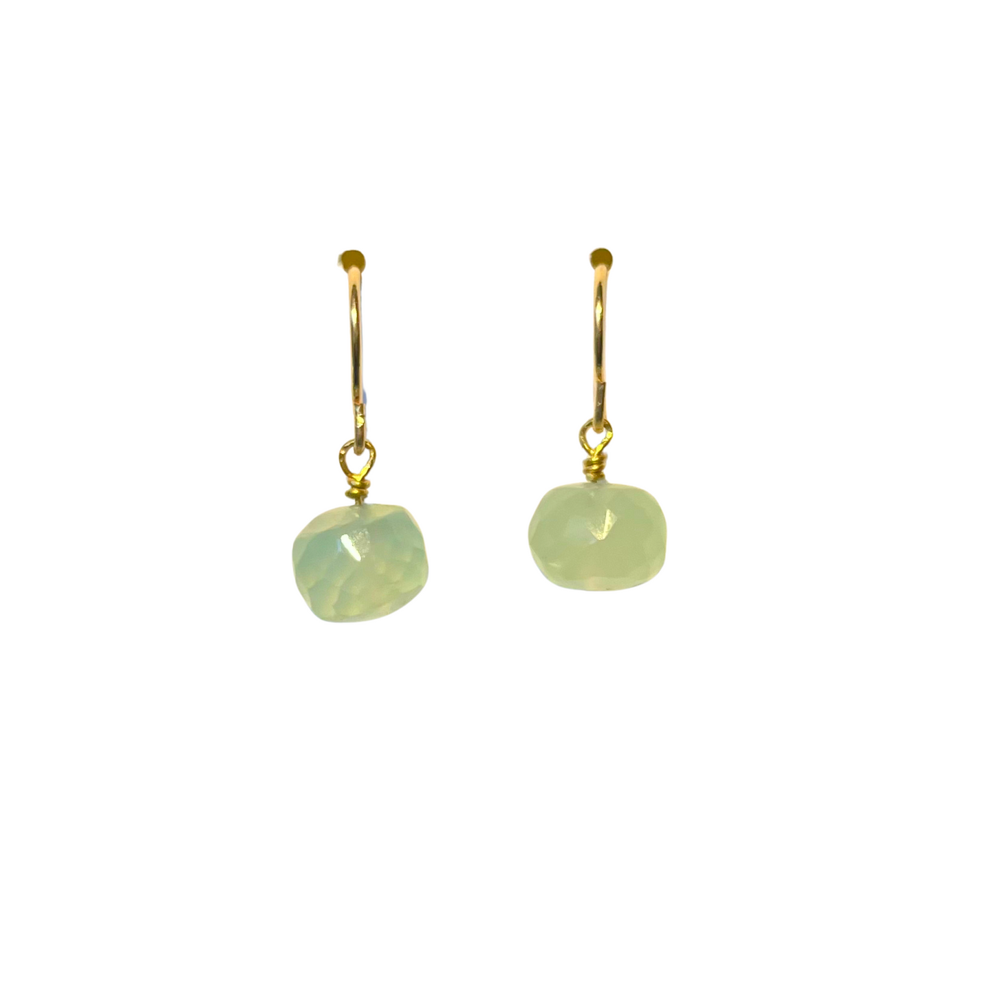 Chalcedony Earrings, Gold