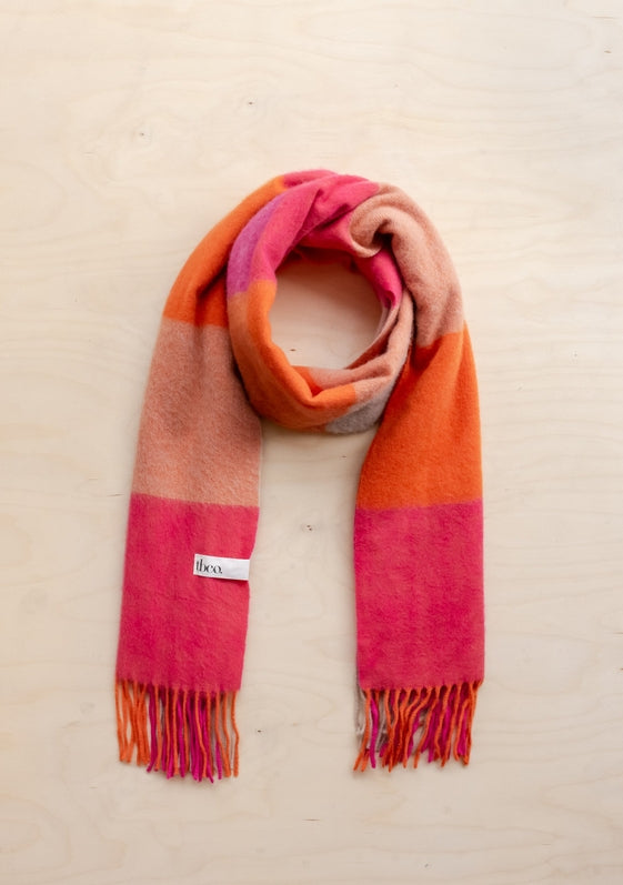 Lambswool Oversized Scarf - Pink Square Check