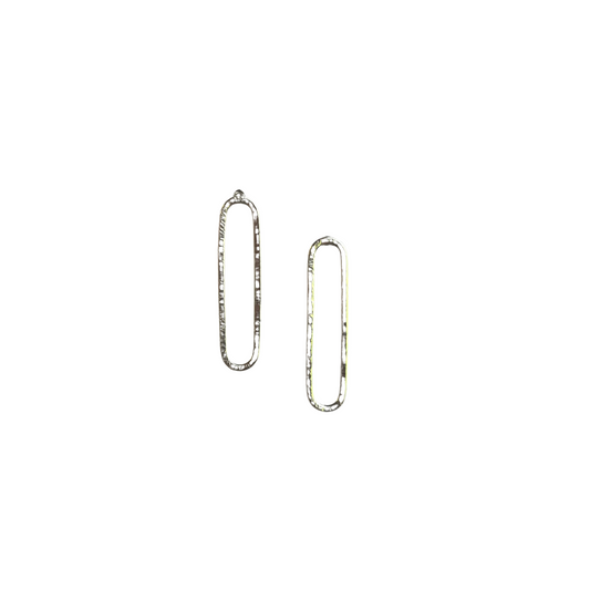 Oval Long Studs, Silver