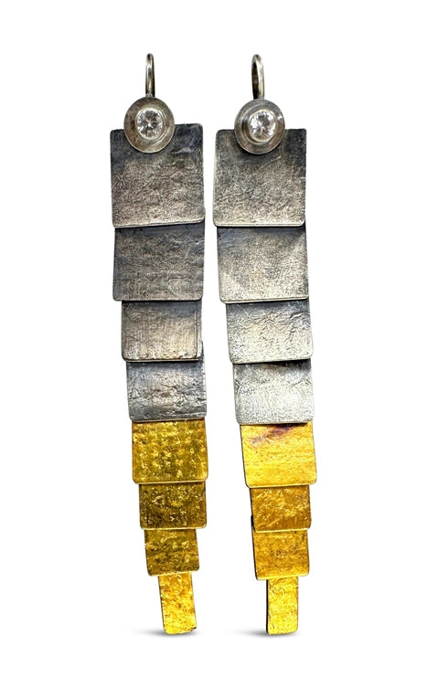 Slim Pivot Earrings - White Topaz