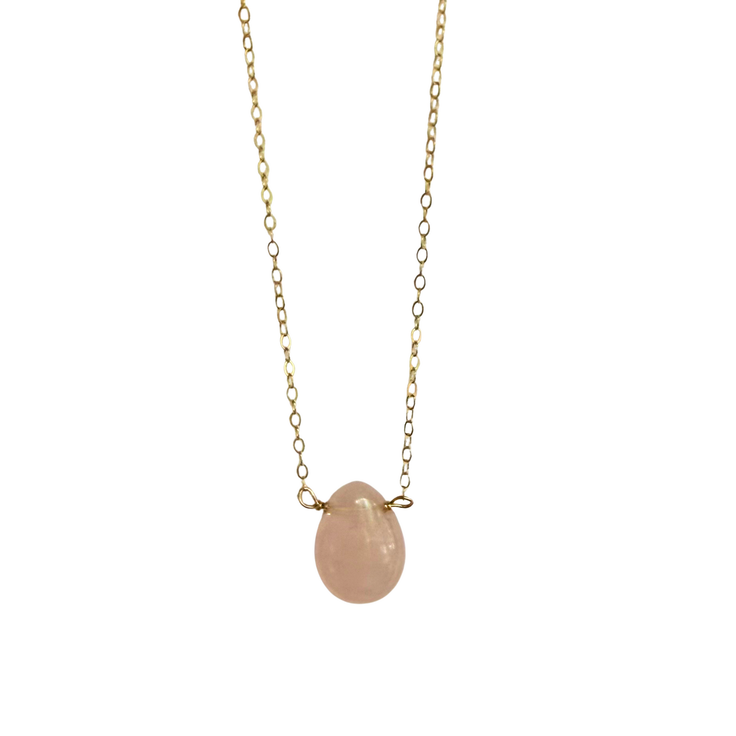 Single Stone Drop Necklace, Rose Quartz, Gold