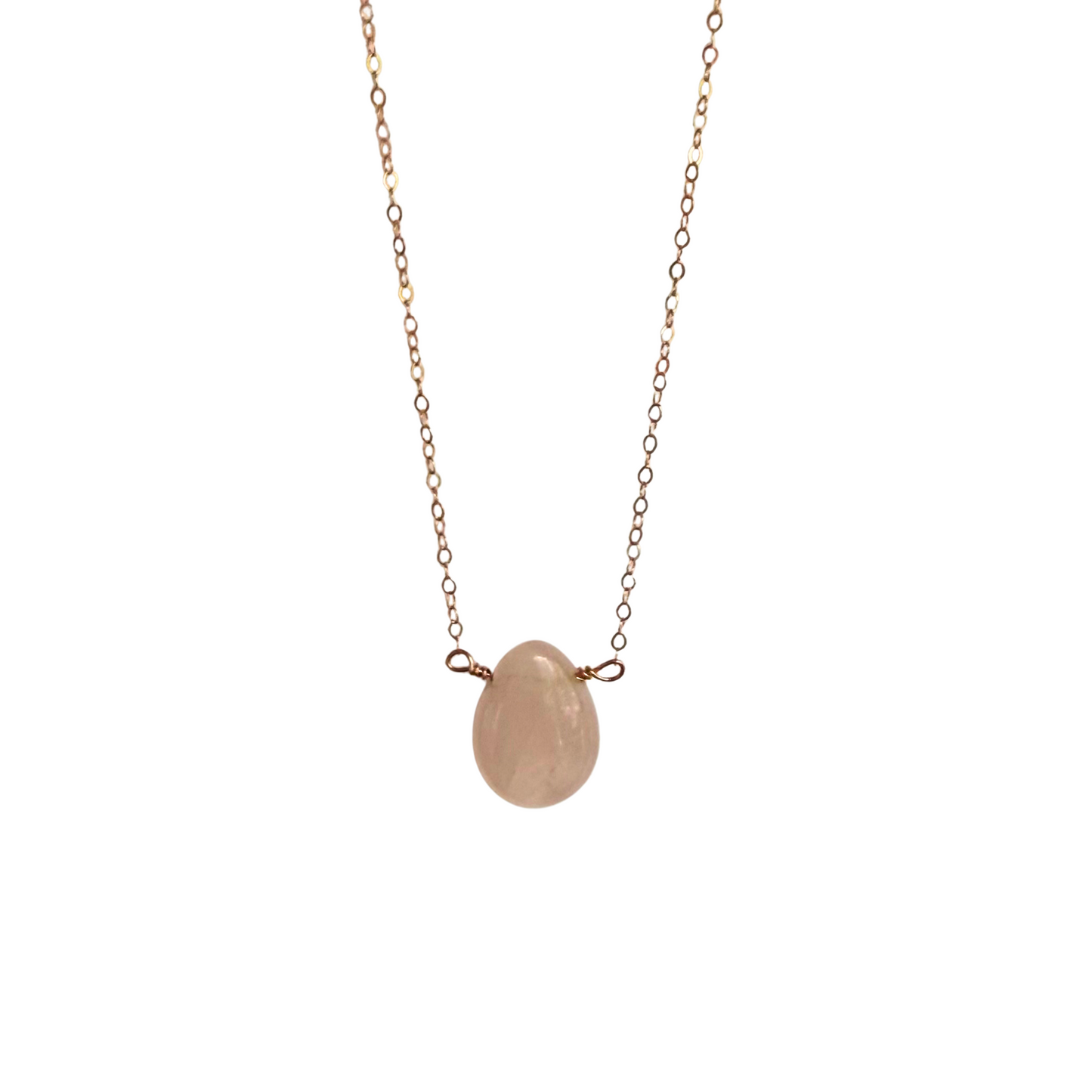 Single Stone Drop Necklace, Rose Quartz, Rose Gold