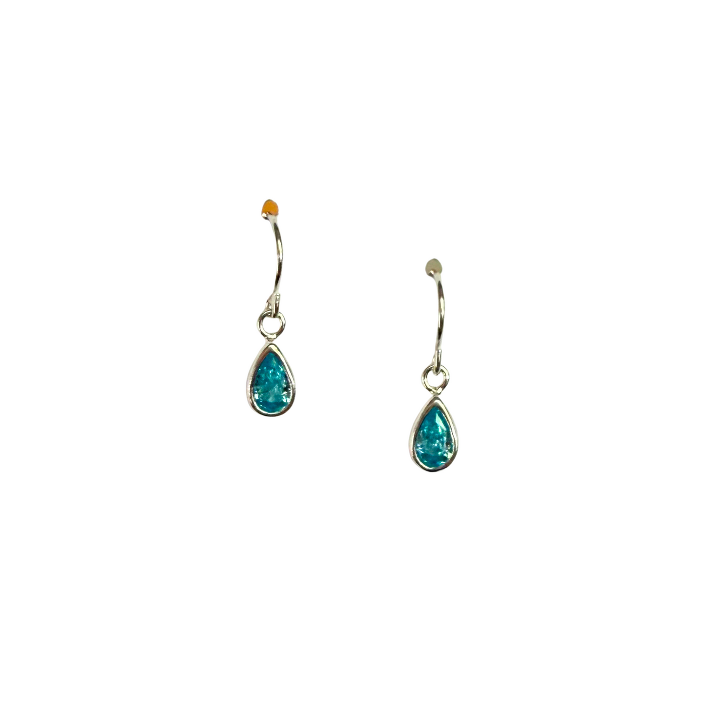 Dainty Aquamarine Earrings, Drop, Silver