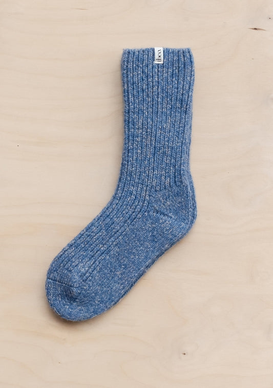 Cashmere + Merino Socks in Blue Fleck