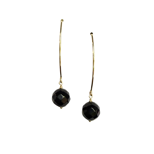Laila Earrings, Faceted Onyx, Silver