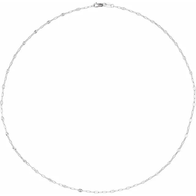 Starburst Paperclip Chain Necklace, Silver