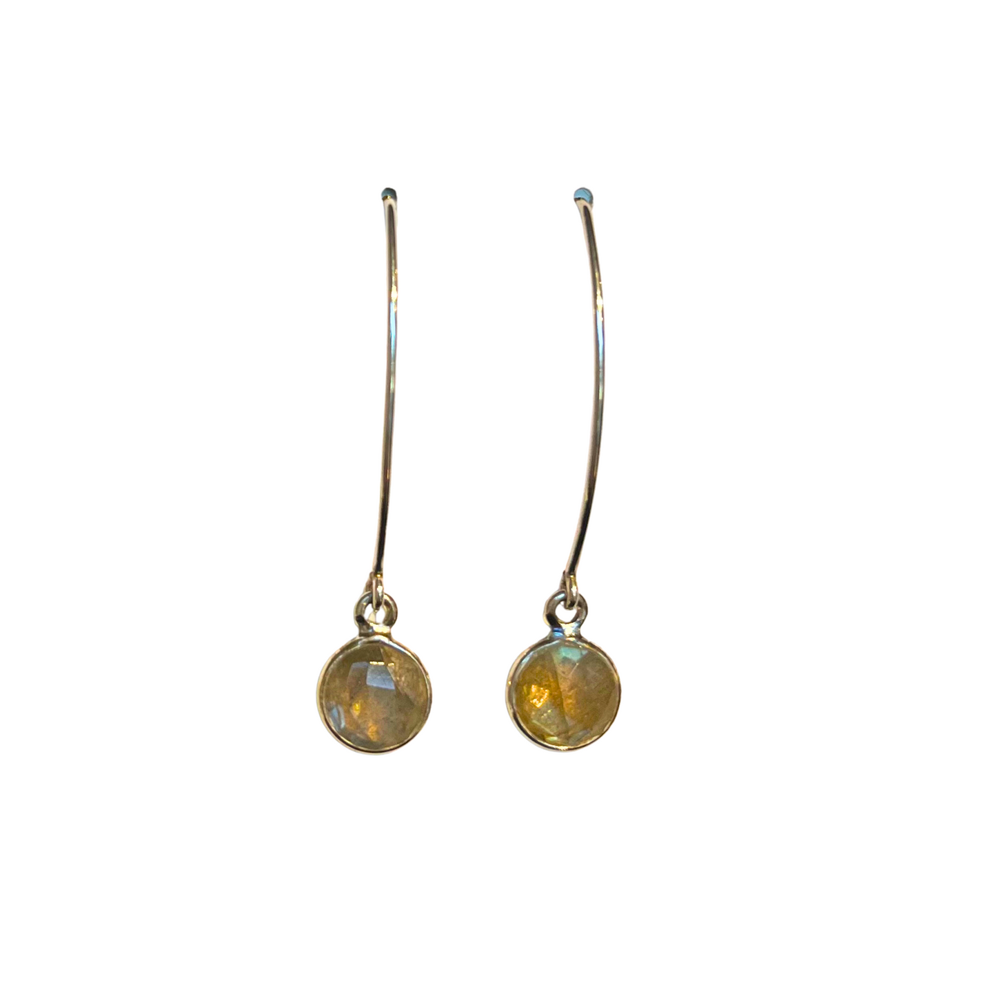 Labradorite Earrings, Sm Round Marquis, Silver