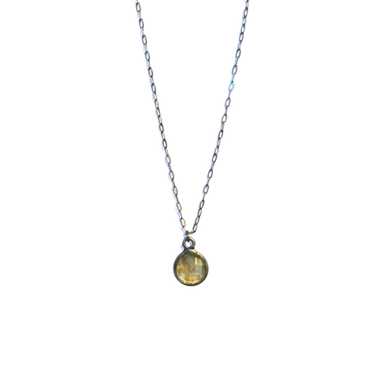 Labradorite Necklace, Round, Ox Silver