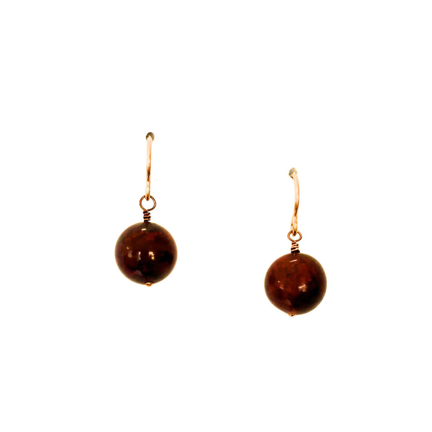 Single Stone Drop Earrings, Red Jasper, Rose Gold