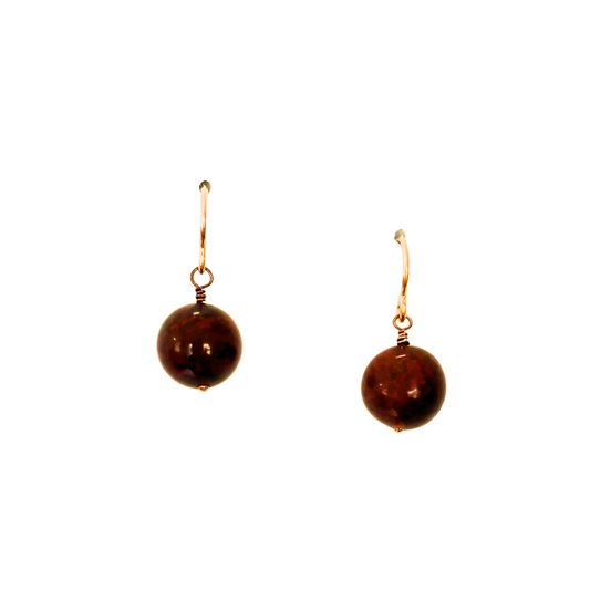 Single Stone Drop Earrings, Red Jasper, Rose Gold