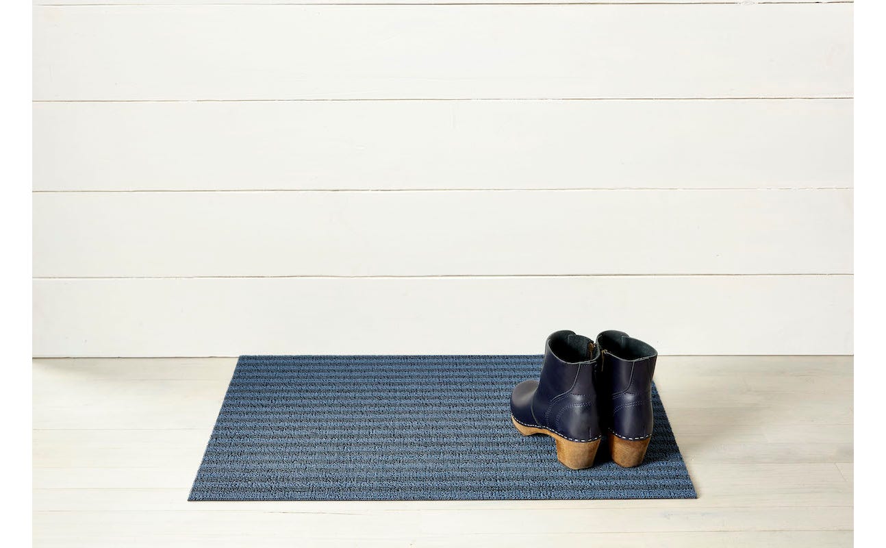Breton Stripe Blueberry Shag Doormat 18x28"